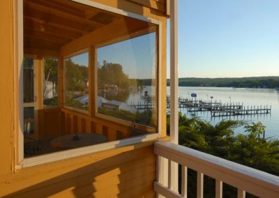 Sunset view of docks from NASAWA Inn.