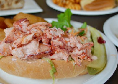 Lobster roll and onion rings