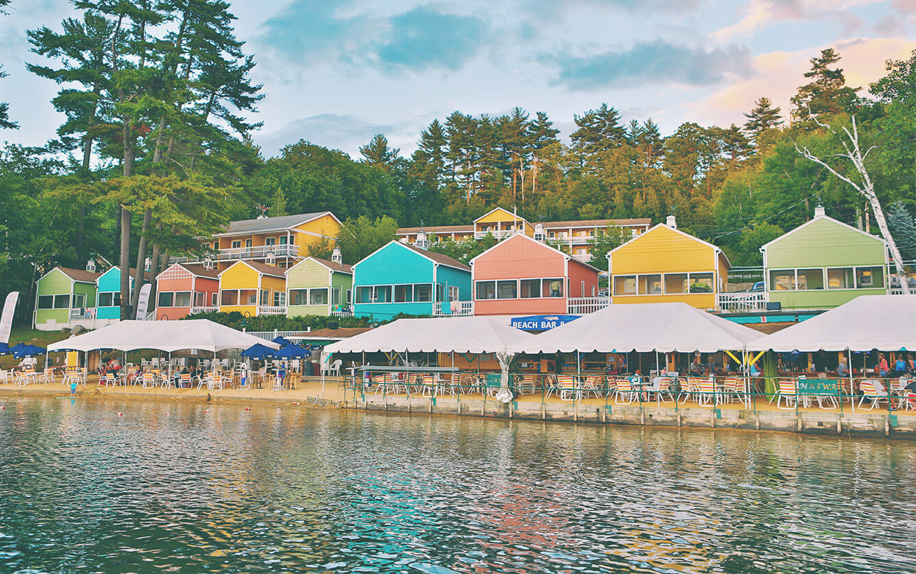 The NASWA Resort cottages, beach and Lake Winnipesaukee