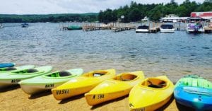 Photo of kayak rentals at NASWA, one of the best New Hampshire lake resorts