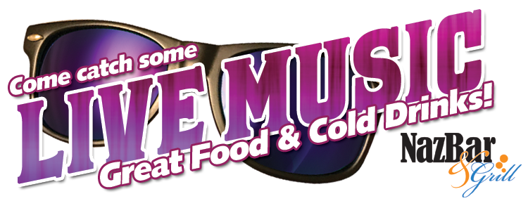 Text: Come catch some live music great food & cold drinks.