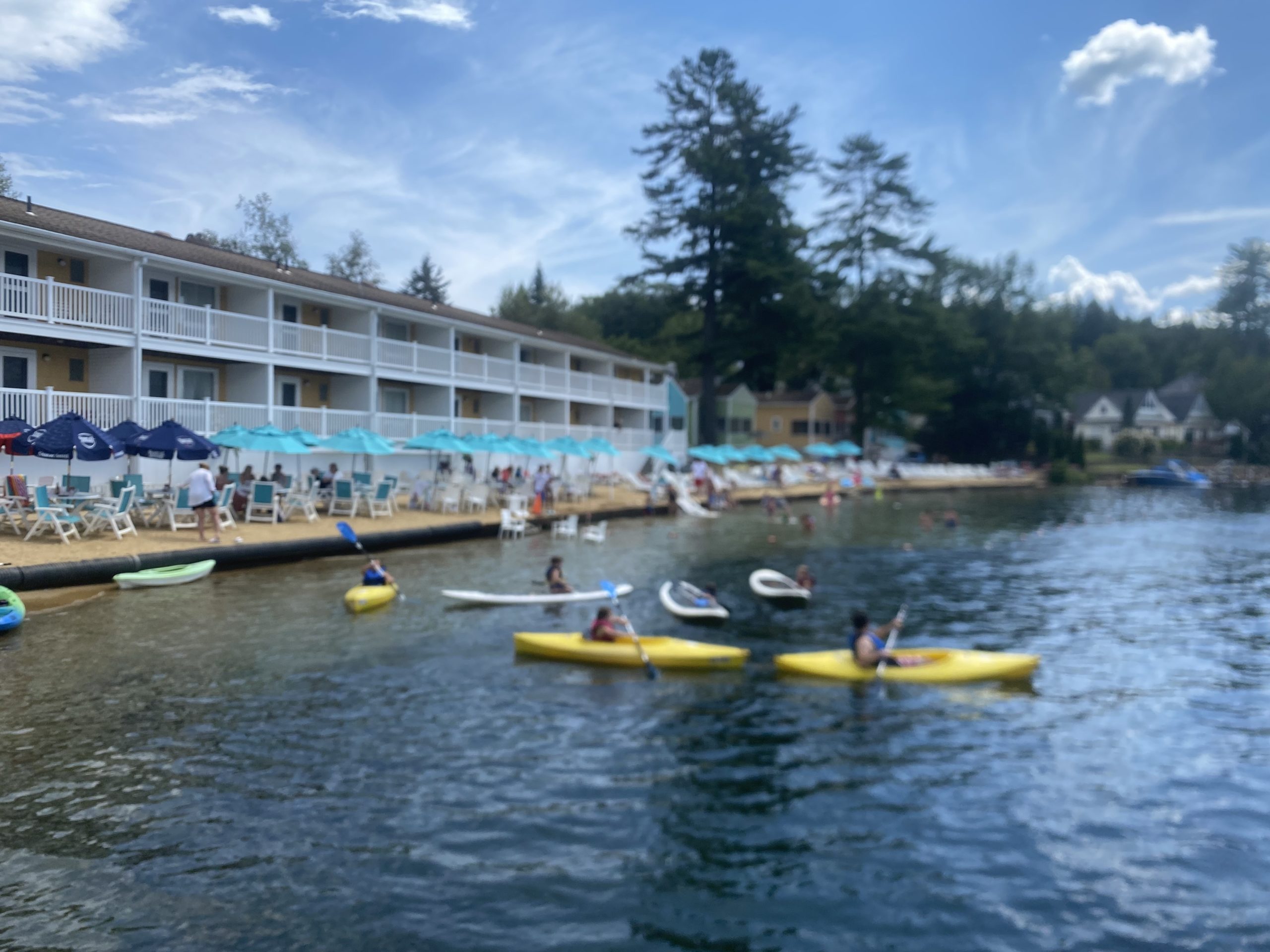 A few kayakers enjoying Lake Winnipesaukee outside of Laconia, NH.